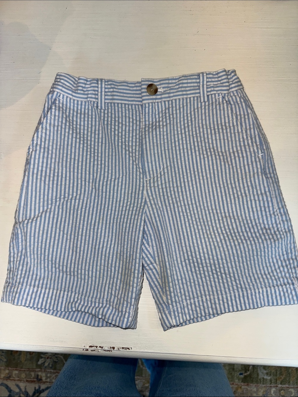Vineyard Vines Light Blue & White Striped Seersucker Shorts